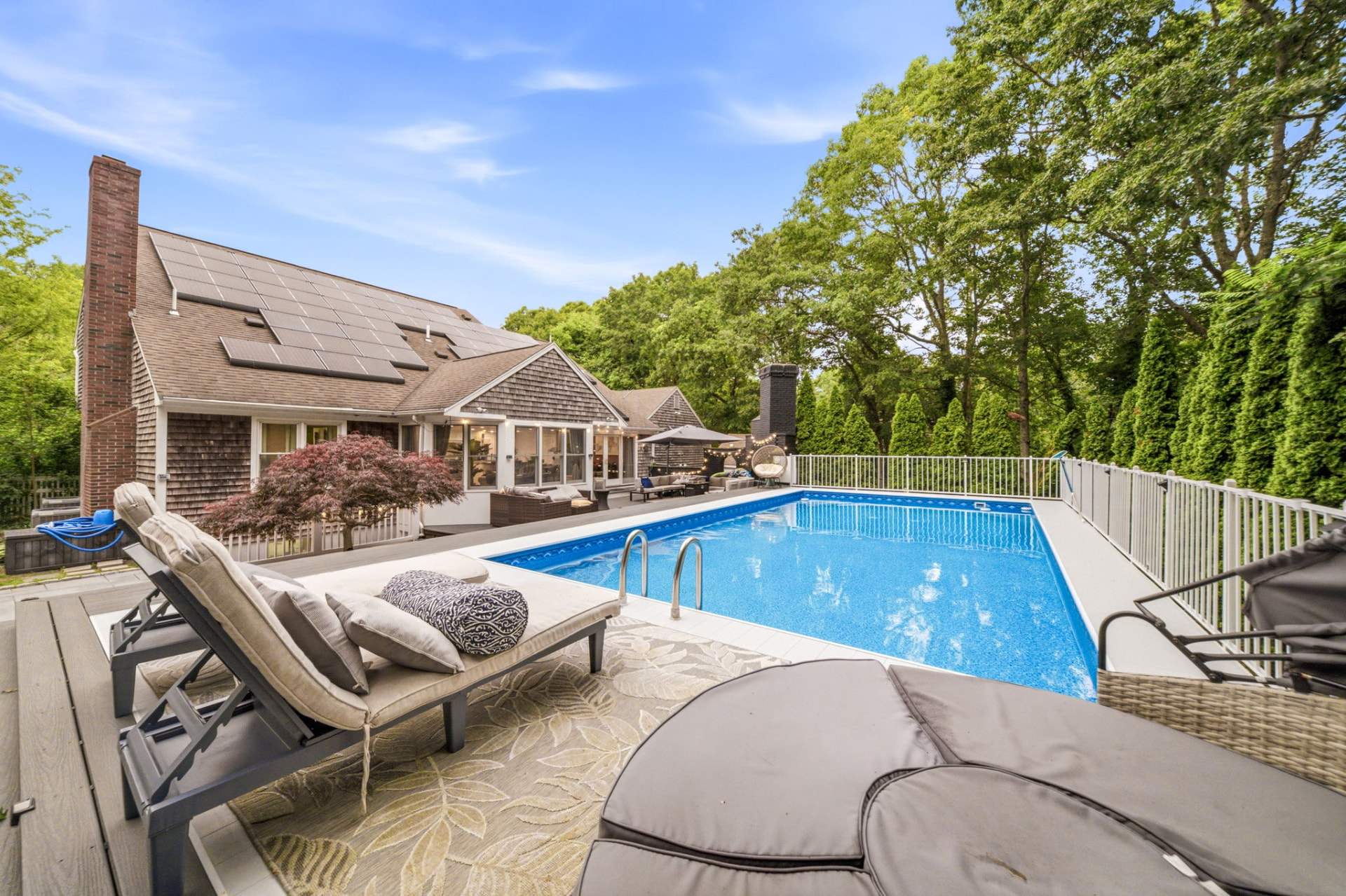 Poolside view of the home